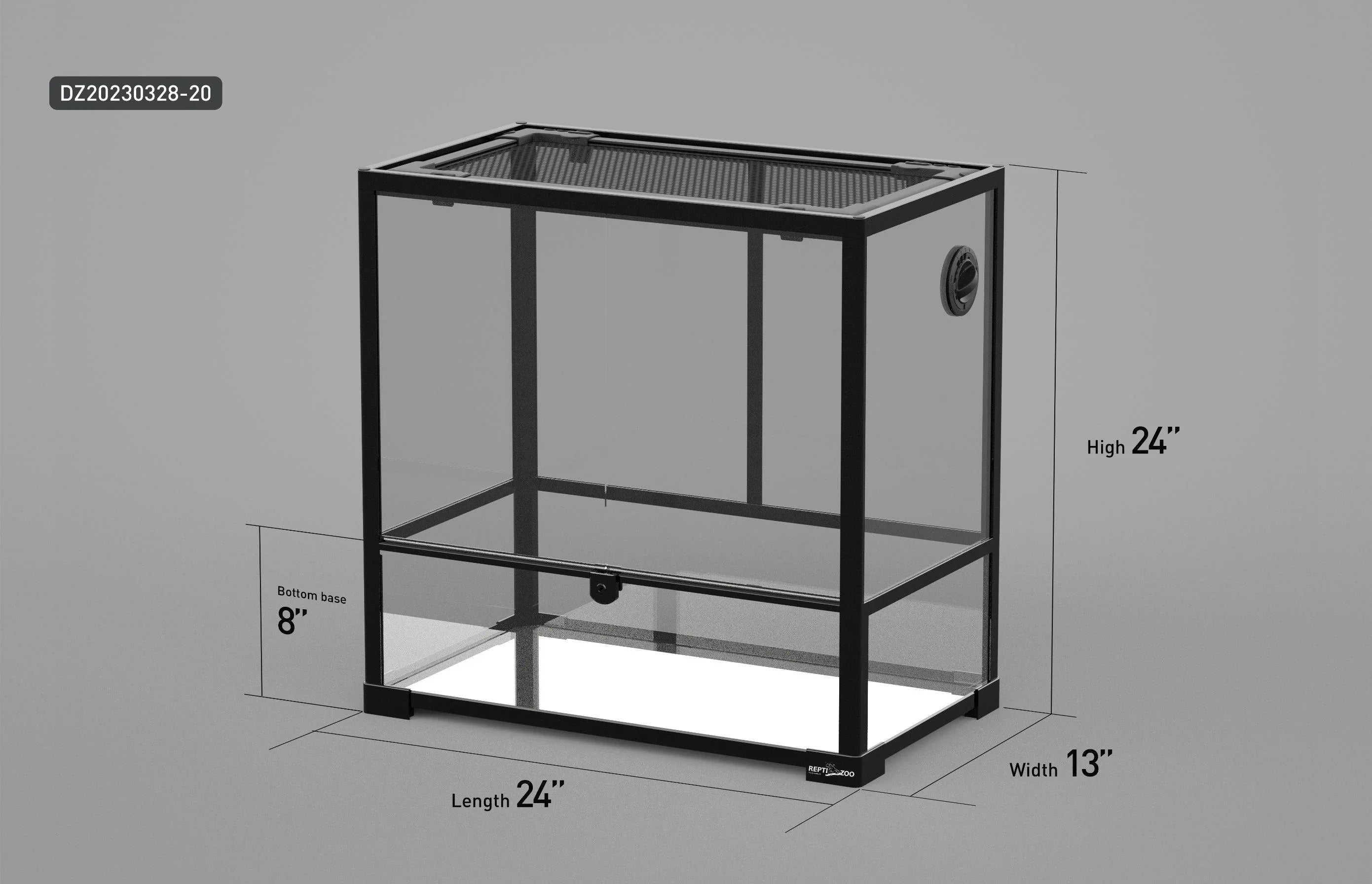 REPTI ZOO 24"x 13"x 24" Glass Reptile Terrarium Front Opening Reptile Habitat Tank (customed reptile cage) - REPTI ZOO