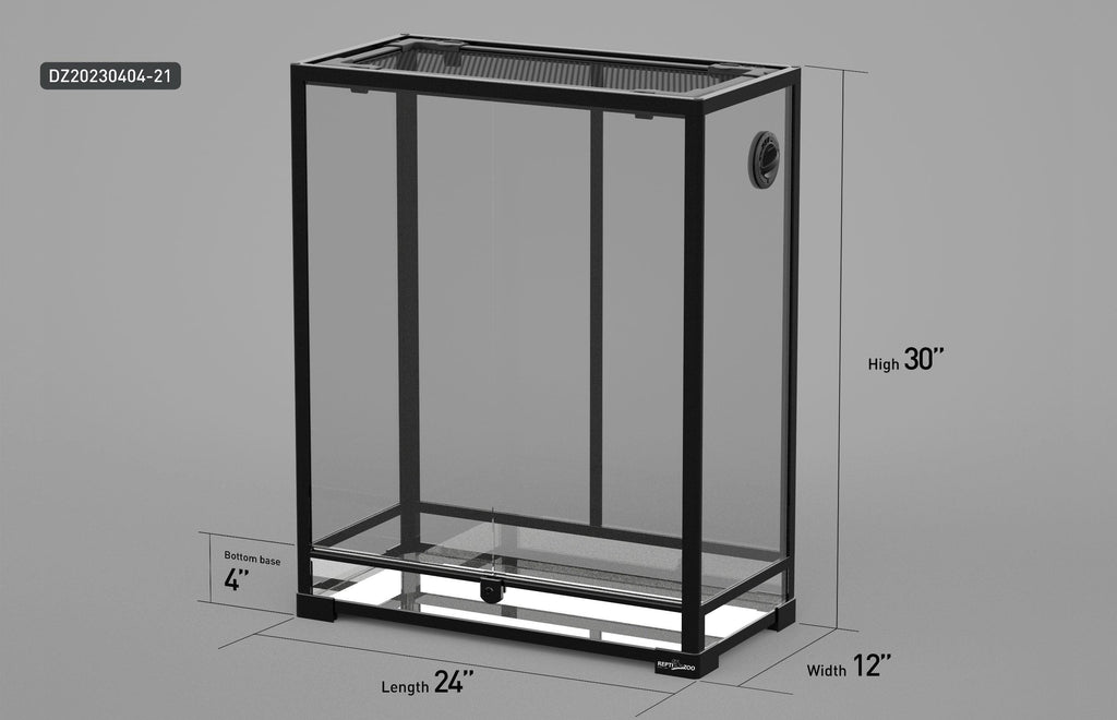 REPTI ZOO 24" x 12"x 30" Glass Reptile Terrarium Front Opening Reptile Habitat Tank (customed reptile cage) - REPTI ZOO