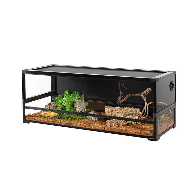 REPTI ZOO 67 Gallon 48" x 18" x 18" Large Glass Reptile Terrarium, Easy Folding & Detaching Reptile Breeding Tank with Black PVC Back Panel NRK0122 - REPTI ZOO Main image