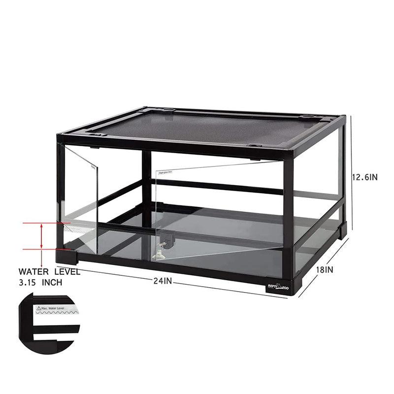 REPTIZOO 20 Gallon 24" x 18"x 12" Full Glass Reptile Enclosures , Front Double Opening Reptile Cages RK0117 - REPTI ZOO