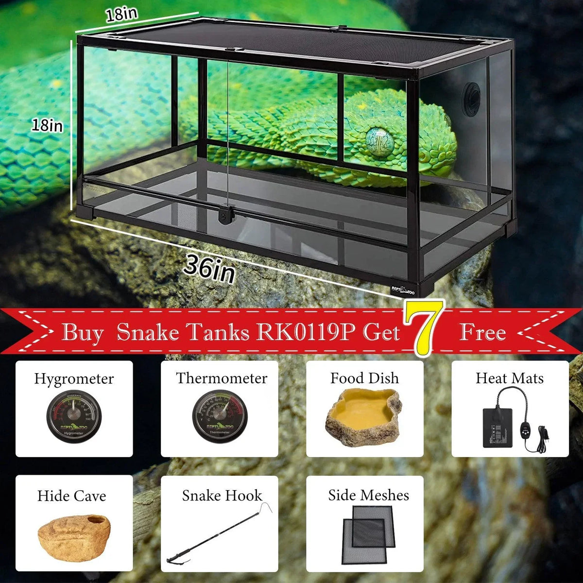 REPTI ZOO 50 Gallon Snake Tank Starter Kit - REPTI ZOO Main image