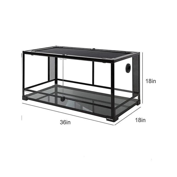 50 Gallon 36" x 18" x 18" Reptile Terrarium 2 in 1 Side Meshes Glasses and Side Full Glasses Double Hinge Door bearded dragon or snake tank RK0119P - REPTI ZOO
