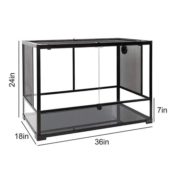 REPTI ZOO 67 Gallon 36" x 18" x 24" Double Hinge Door with Screen Ventilation Reptile Terrarium(Knock-Down) RK0120N - REPTI ZOO