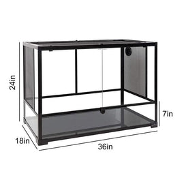 50 Gallon Reptile Terrarium 2 in 1 Reptile Tank 36 x 18 x 18 with  Sliding Front Doors