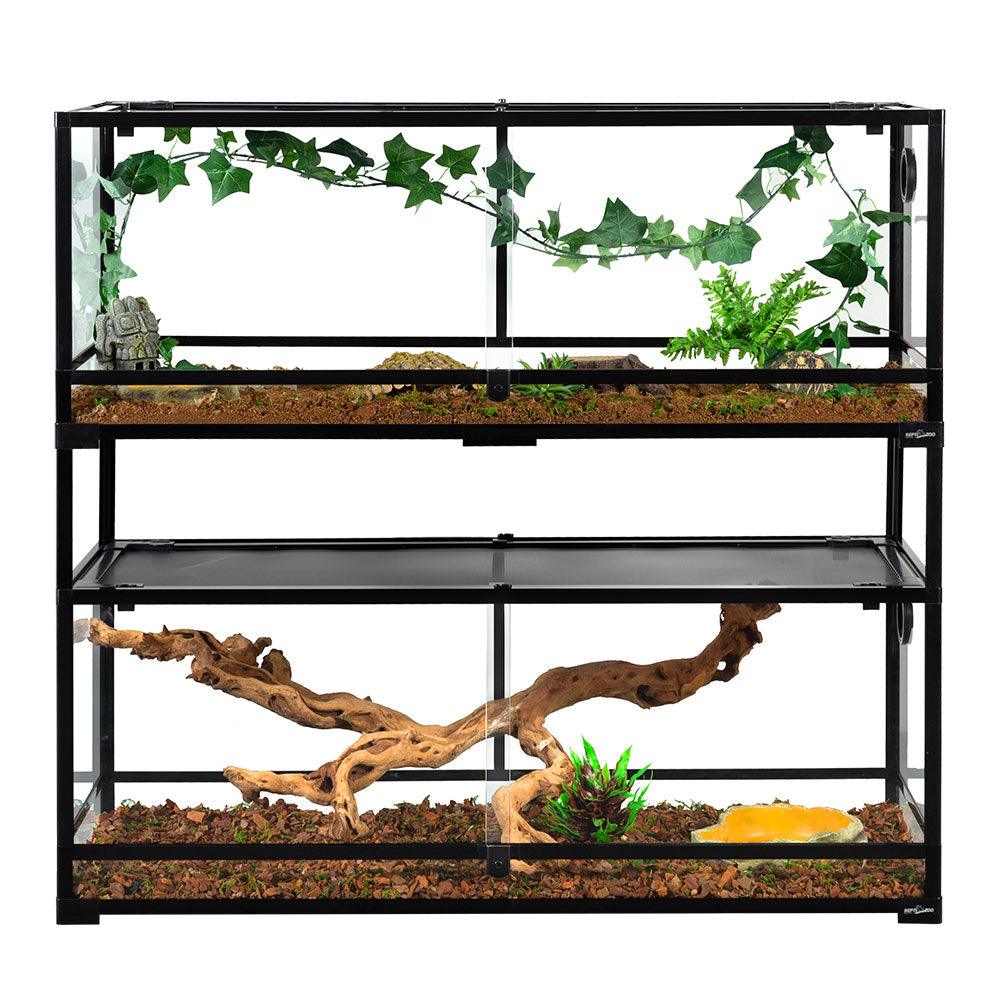 REPTI ZOO Stackable Reptile Glass Terrarium Tank (2 tanks) - REPTI ZOO