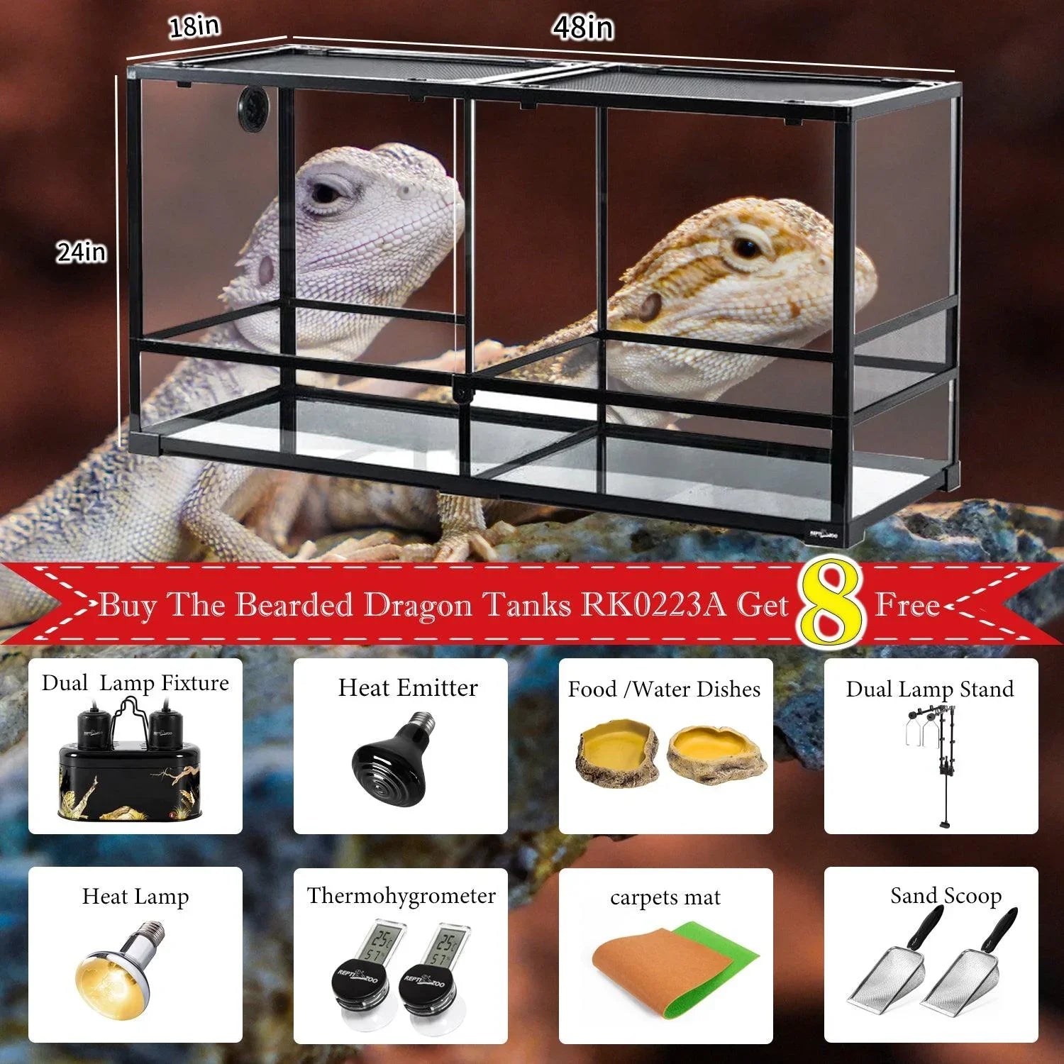 Buy REPTIZOO specific Bearded Dragon Tanks get free products Secondary image