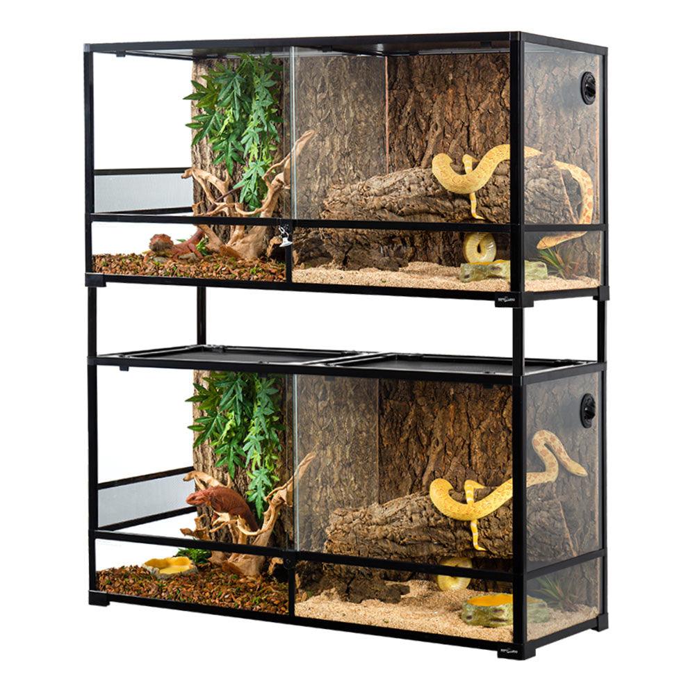 REPTI ZOO Stackable Reptile Glass Terrarium Tank (2 tanks) - REPTI ZOO