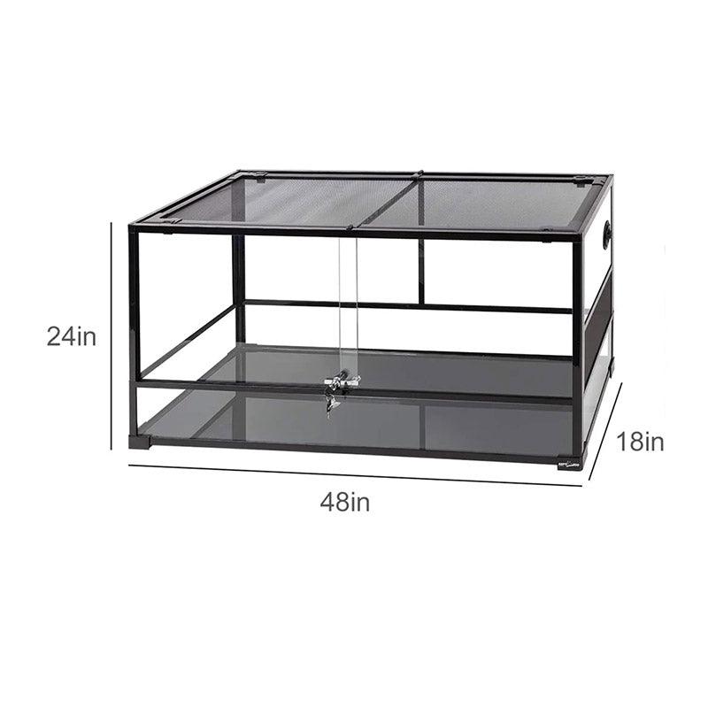 REPTI ZOO 90 Gallon 48"x18"x24" Front Opening Reptile Snake Terrarium , Double Sliding Door Vivarium Lizard Tank (Knock-Down) RK0223 - REPTI ZOO