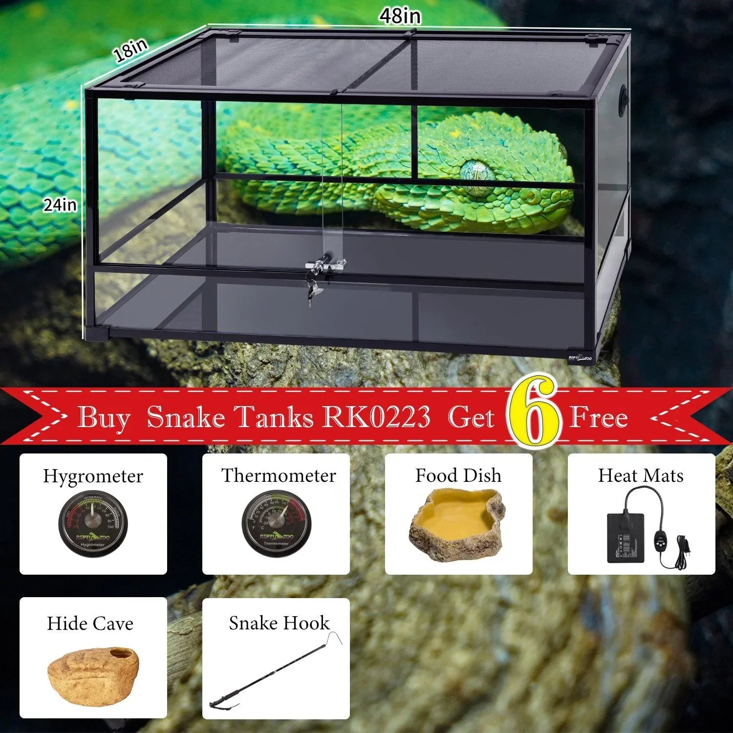 REPTI ZOO 50 Gallon Snake Tank Starter Kit Secondary image