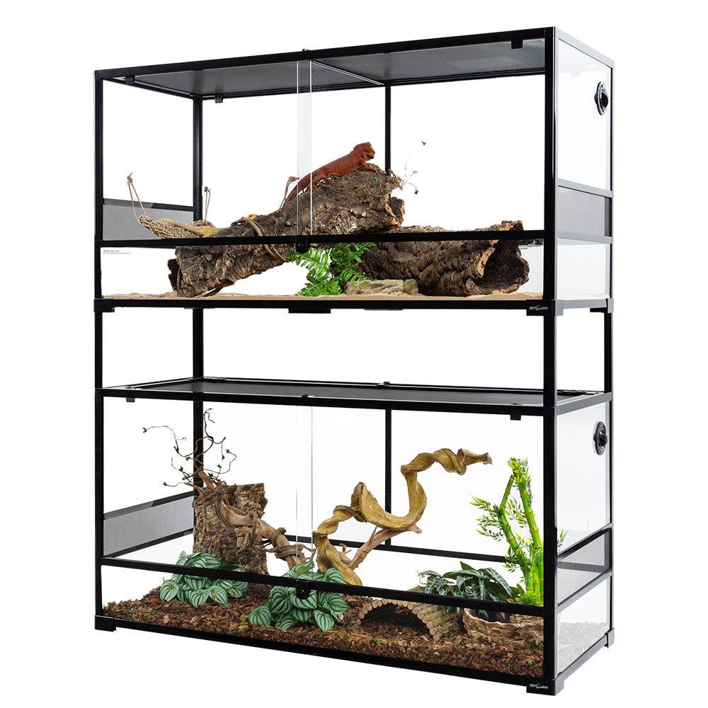 REPTI ZOO Stackable Reptile Glass Terrarium Tank (2 tanks) - REPTI ZOO