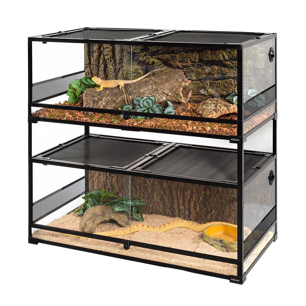 REPTI ZOO Stackable Reptile Glass Terrarium Tank (2 tanks) - REPTI ZOO