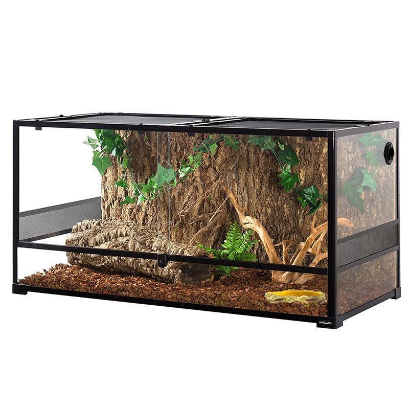 REPTIZOO 120 Gallon 48" x 24" x 24" Large Glass Reptile Terrarium, Tall & Wide Reptile Habitat Tank (Side Net Panel & Glass Switchable) RK0239 - REPTI ZOO