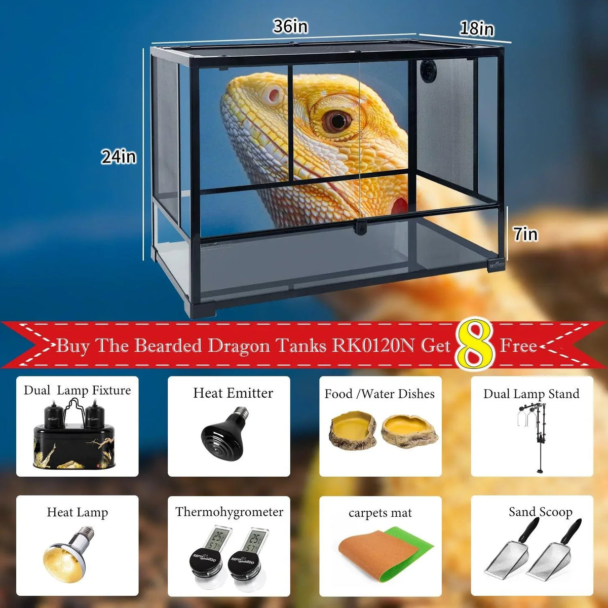 Buy REPTIZOO specific Bearded Dragon Tanks get free products - REPTI ZOO Main image