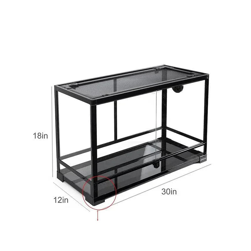 REPTI ZOO 30 Gallon 30" x 12"x 18" Glass Reptile Terrarium, Front Opening Reptile Habitat Tank, Double Doors Screen Ventilation(Knock-Down) RK301218G - REPTI ZOO