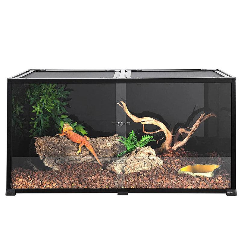 REPTI ZOO 2nd-Generation 120 Gallon Reptile Terrarium 48" x 24" x 24", Black-Tinted Glass ECO-Terrarium to Reduce Stress, Fully Knock-Down RKF0318B - REPTI ZOO