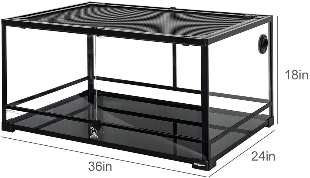 REPTI ZOO 67 Gallon Reptile Glass Terrarium 36" x 23.6" x 18", Double Hinge Door with Screen Ventilation bearded dragon tank(Knock-Down) RK0134 - REPTI ZOO