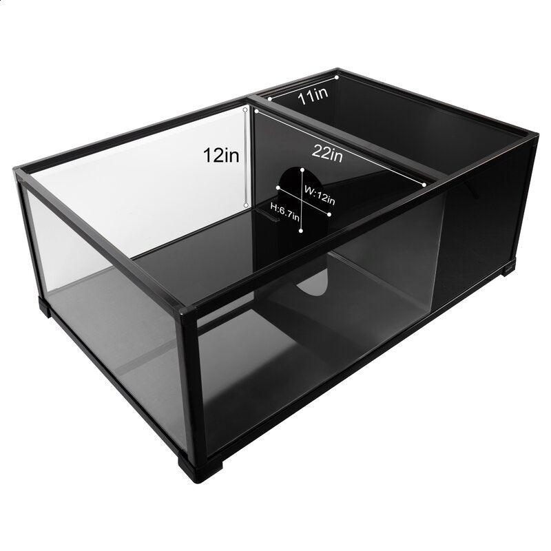 52 gallons 36″*24″*14″ terrarium with compartment and black coating glass sides RKE0204 - REPTI ZOO