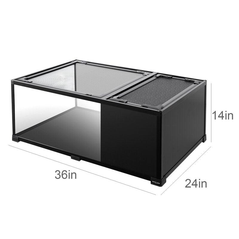 52 gallons 36″*24″*14″ terrarium with compartment and black coating glass sides RKE0204 - REPTI ZOO
