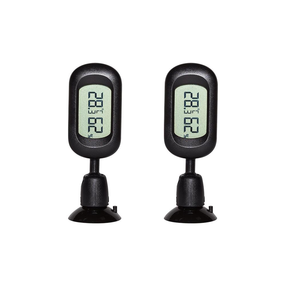 REPTI ZOO Reptile Terrarium Thermometer Hygrometer Digital Display 2PCS 360  Degree Rotation with Suction Cup, 3-Sides Mounting