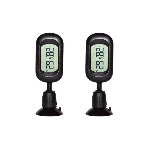 REPTI ZOO Reptile Terrarium Thermometer Hygrometer Digital Display 2PCS 360 Degree Rotation with Suction Cup, 3-Sides Mounting - REPTI ZOO