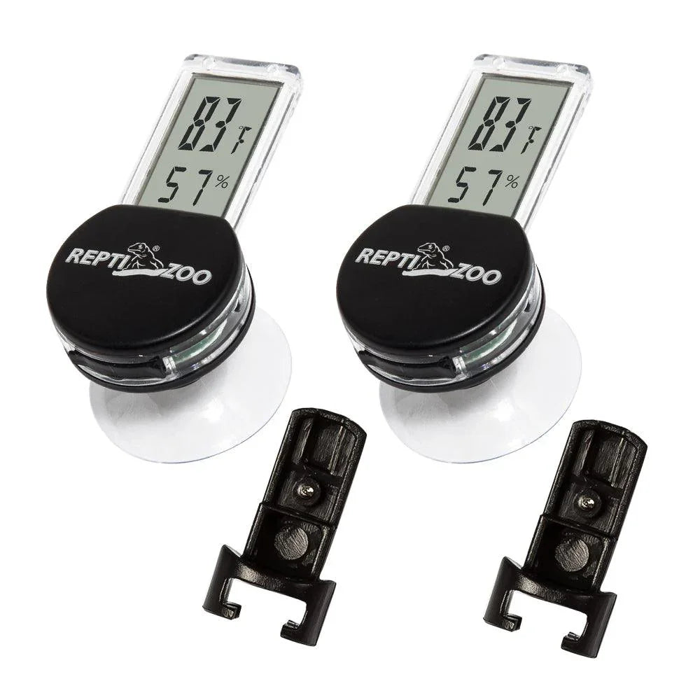 REPTI ZOO Reptile Terrarium Thermometer Hygrometer Digital Display 2PCS Pet Rearing Box Reptiles Tank Thermometer Hygrometer with Suction Cup Secondary image