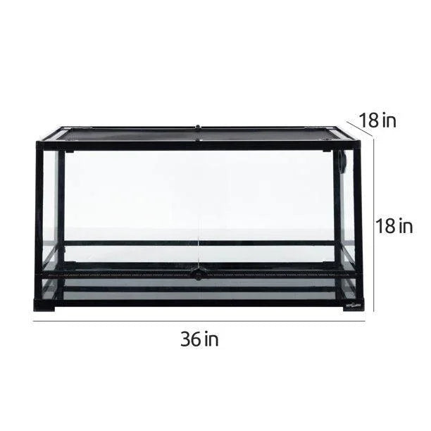 REPTI ZOO Glass Reptile Terrarium 50 Gallon, Front Opening Reptile Habitat Tank 36" x 18"x 18" for Reptile , Double Doors with Background RK361818A - REPTI ZOO