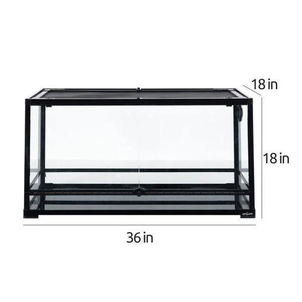 REPTI ZOO Glass Reptile Terrarium 50 Gallon, Front Opening Reptile Habitat Tank 36" x 18"x 18" for Reptile , Double Doors with Background RK361818A - REPTI ZOO