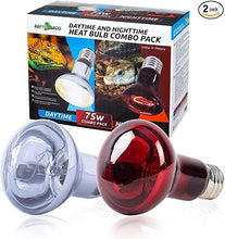 Load image into Gallery viewer, REPTIZOO 2PCS 75W Reptile Heat Lamp Bulb Day &amp; Night Heat Lamp Pack BR63075 - REPTI ZOO