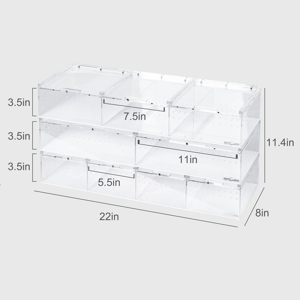 REPTI ZOO 9 Gallon 22″*8″*11″ Acrylic Compart Reptile Breeding Terrarium ACR42DG - REPTI ZOO
