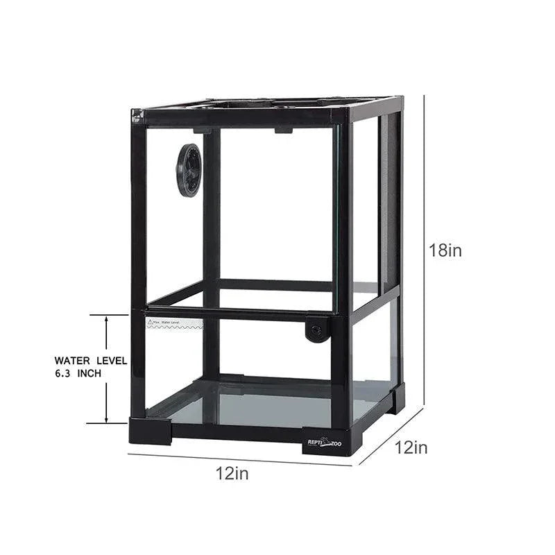 REPTI ZOO 10 Gallon 12" x 12" x 18" Full Glass Reptile Terrarium, Top Screen Ventilation & Feeding RK0102NS Secondary image