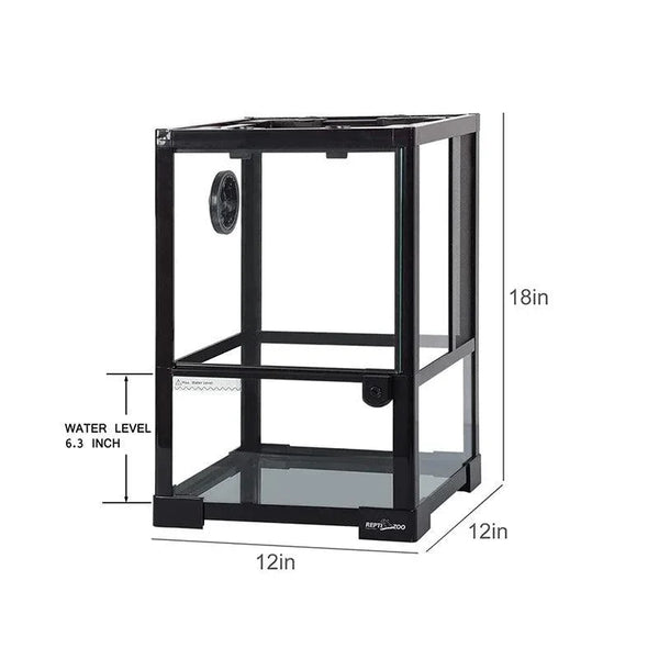 REPTI ZOO 10 Gallon 12" x 12" x 18" Full Glass Reptile Terrarium, Top Screen Ventilation & Feeding RK0102NS - REPTI ZOO