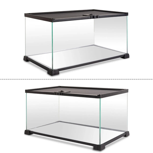 REPTI ZOO 10 Gallon 20" x 12" x 10" Reptile Tank Glass Natural Snake Cage, Sliding Screen Top for Reptile Hamster Hedgehog RAK08 - REPTI ZOO