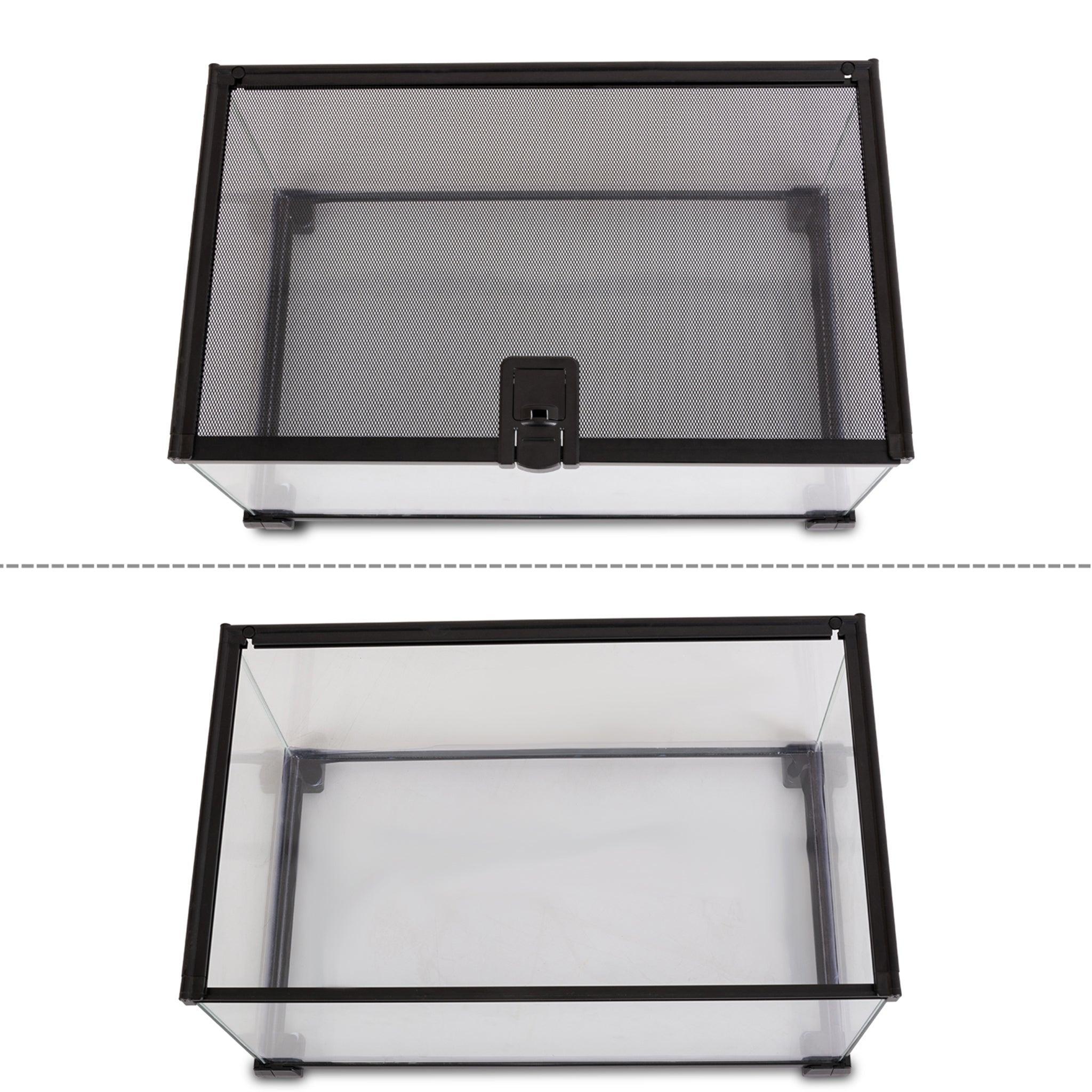 REPTI ZOO 10 Gallon 20" x 12" x 10" Reptile Tank Glass Natural Snake Cage, Sliding Screen Top for Reptile Hamster Hedgehog RAK08 - REPTI ZOO