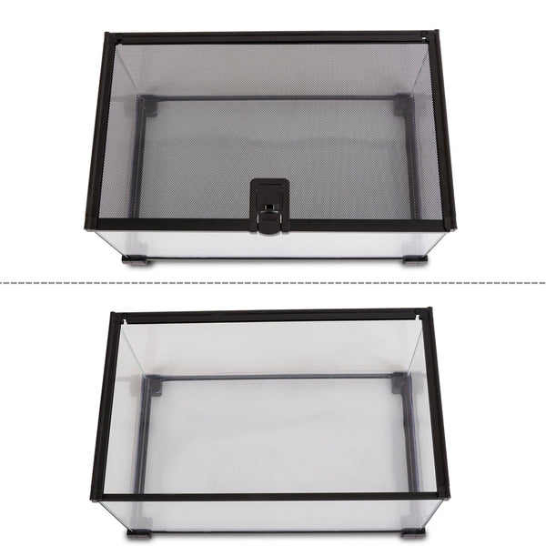 REPTI ZOO 10 Gallon 20" x 12" x 10" Reptile Tank Glass Natural Snake Cage, Sliding Screen Top for Reptile Hamster Hedgehog RAK08 - REPTI ZOO