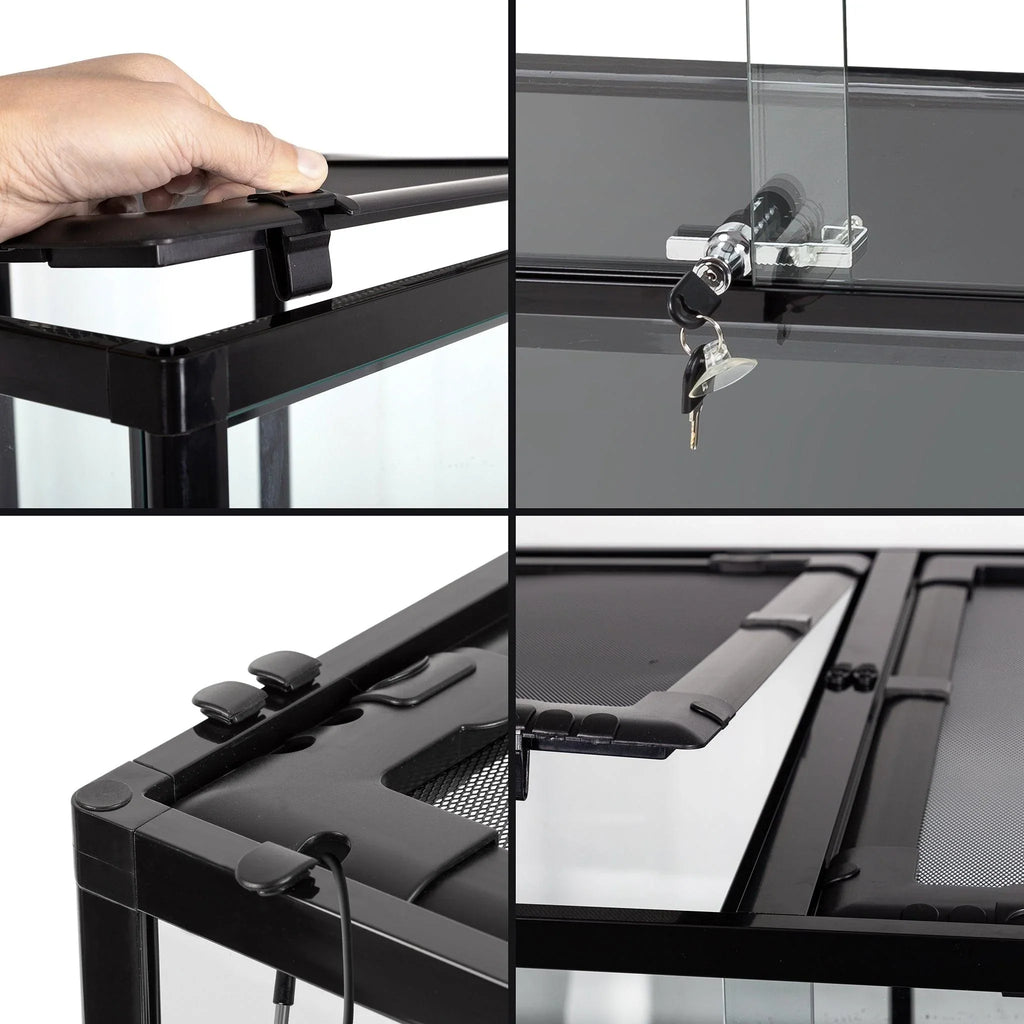 REPTI ZOO 90 Gallon 48" x 24" x 18" Reptile Habitat, Double Hinge Door with Screen Ventilation Reptile Terrarium (Knock-Down) RK0226 - REPTI ZOO