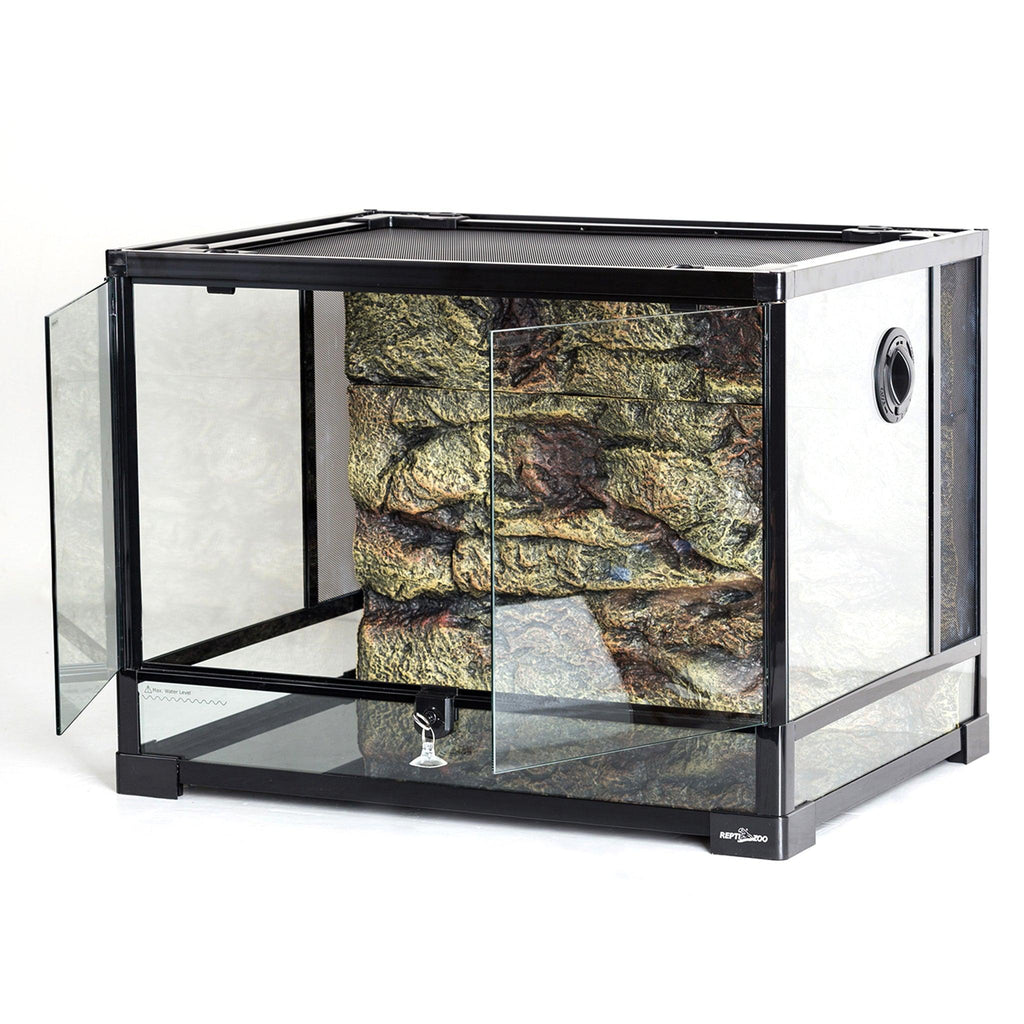 REPTI ZOO 34 Gallon 24" x 18" x 18" Front Opening Reptile Terrarium With Screen Ventilation (Backgrounds not Include) RK0107B - REPTI ZOO