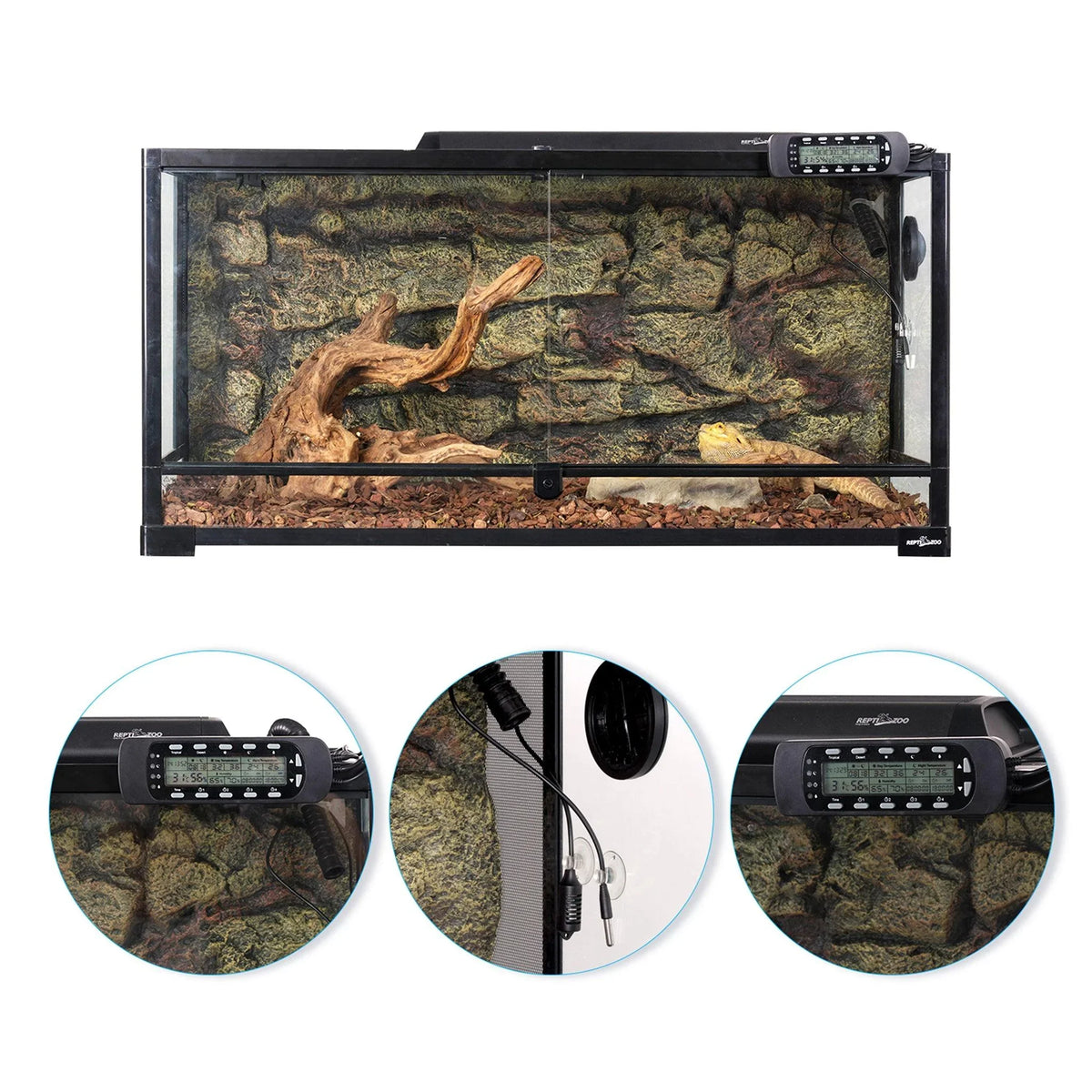 Digital Thermometer Hygrometer Temperature Controller for Reptile Tank, Waterproof Reptile Timer with Thermostat Controller Lighting (THC15) - REPTI ZOO