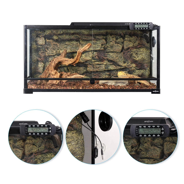 Digital Thermometer Hygrometer Temperature Controller for Reptile Tank, Waterproof Reptile Timer with Thermostat Controller Lighting (THC15) - REPTI ZOO