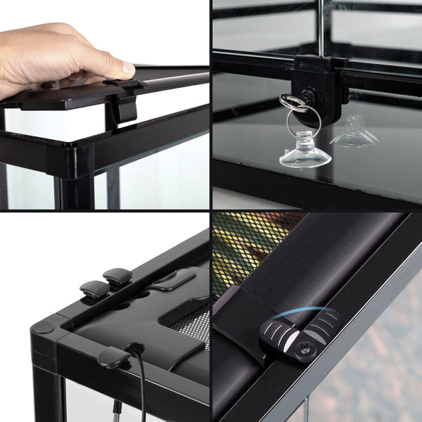 REPTI ZOO 35 Gallon 30*18*18'' Reptile Habitat With Front Double Glass Safe Doors And Preset Feeding Tool Holes RK301818G - REPTI ZOO