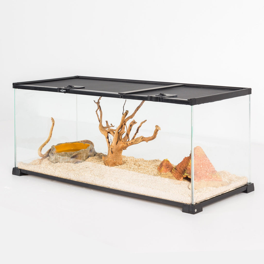 REPTI ZOO 18 Gallon Reptile Enclosures With Double Top Covers And Glass Sides - REPTI ZOO
