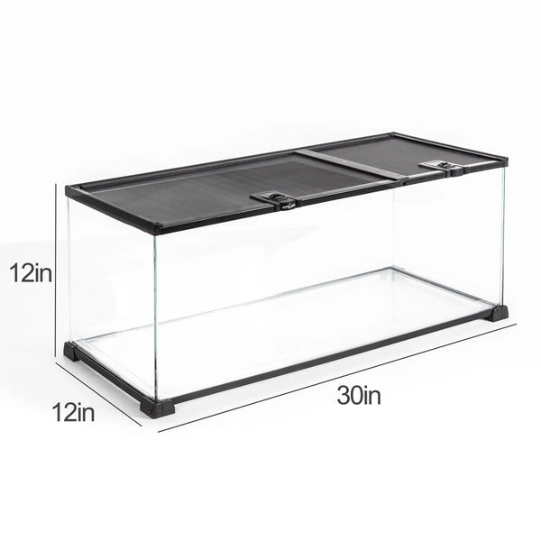 REPTI ZOO 18 Gallon Reptile Enclosures With Double Top Covers And Glass Sides - REPTI ZOO