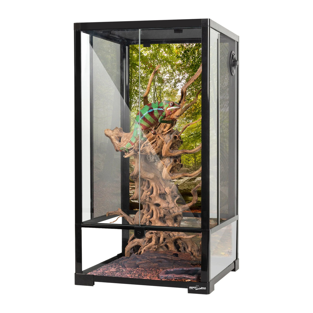 REPTI ZOO 33 Gallon 16" x 16" x 30" Vertical Reptile Cages With Wire Mesh Screen Cover And Front Door - REPTI ZOO Main image