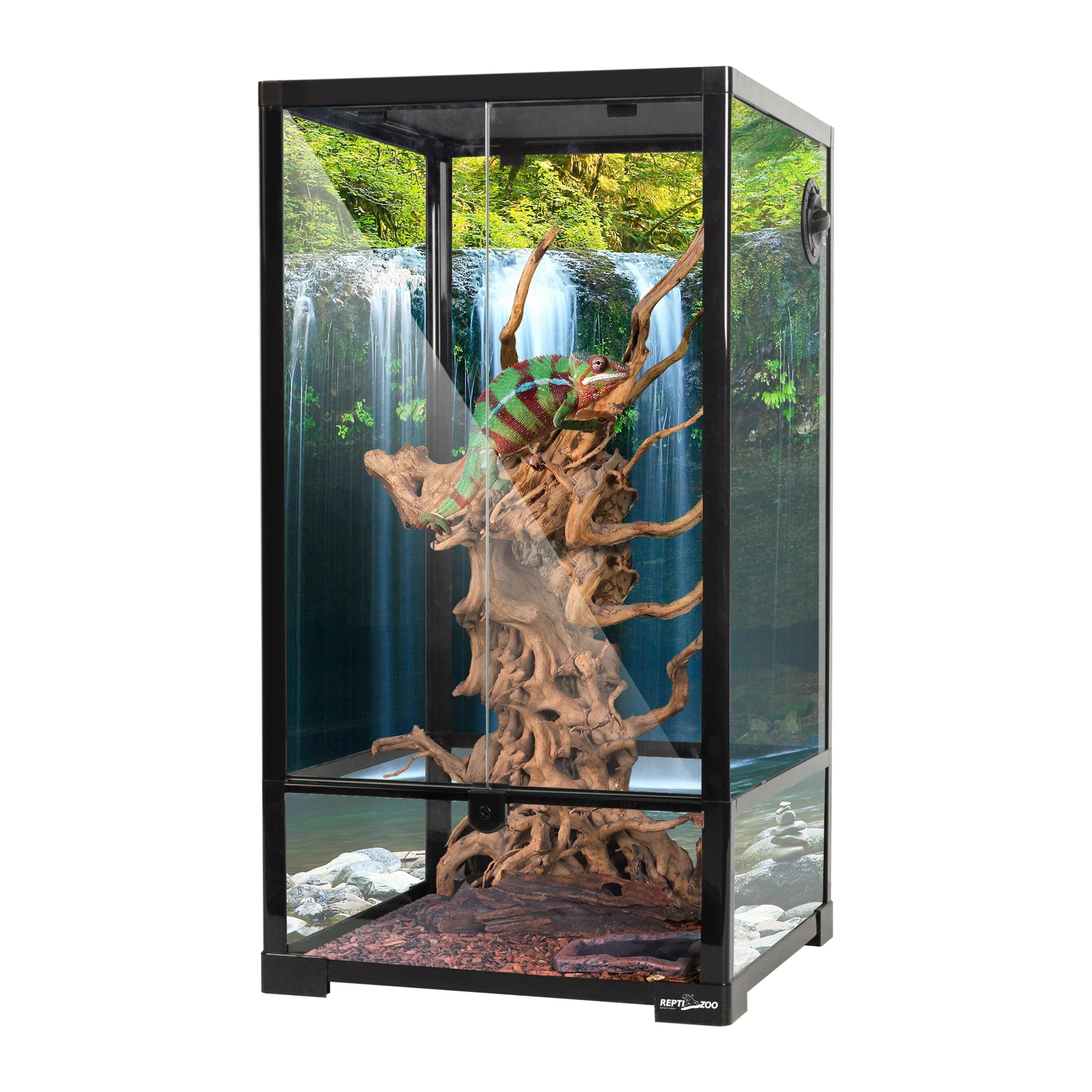 REPTI ZOO 33 Gallon 16" x 16" x 30" Vertical Reptile Cages With Wire Mesh Screen Cover And Front Door - REPTI ZOO